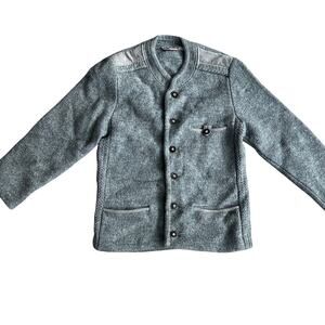 ORIGINAL ALPHORN Women's Vintage Pure New Wool Cardigan Jacket In Gray